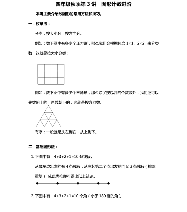 小学四年级数学知识点(3)——图形计数进阶