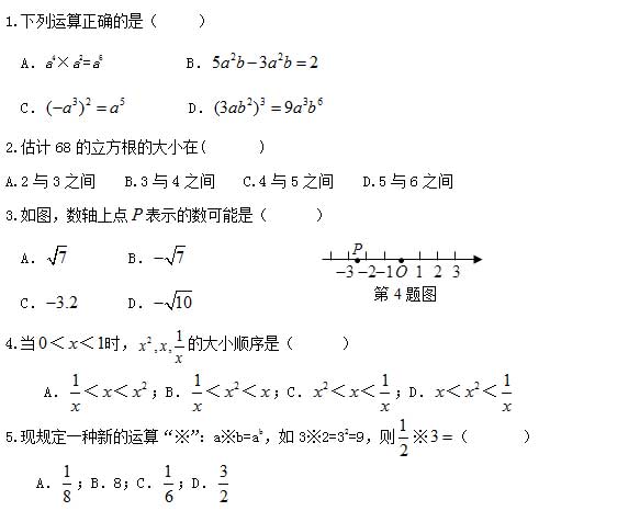 深圳中考数学复习知识点:实数的概念及运算当堂检测题(二(1-5)